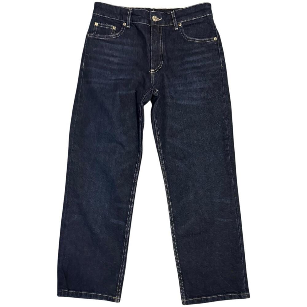 ZARA Slim Crop Flare Mid-Rise Jeans Dark Wash Denim Size 6 NWT - Picture 2 of 9